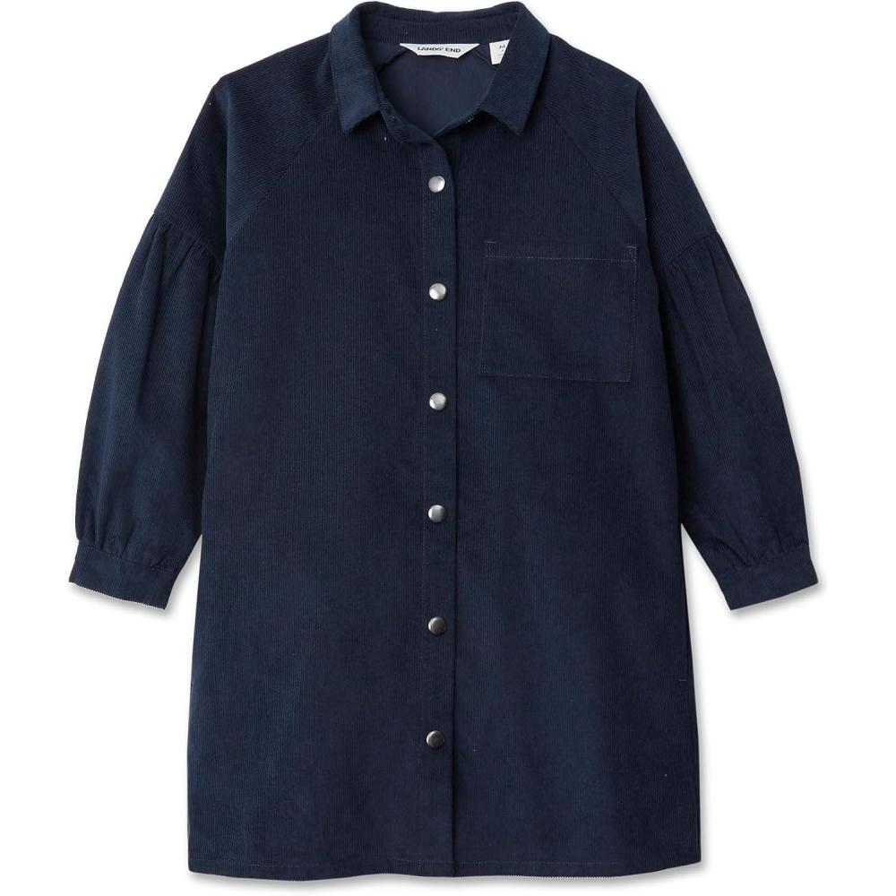imageLands End Girls 34 Sleeve Corduroy Shirt DressClassic Navy