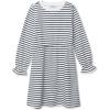 Lands’ End Girls Long Sleeve French Terry Knit Dress(Navy/Ivory Stripe)