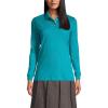 Lands’ End School Uniform Women’s Long Sleeve Feminine Fit Interlock Polo Shirt(Teal Breeze)
