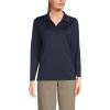 Lands’ End School Uniform Women’s Long Sleeve Feminine Fit Rapid Dry Polo Shirt(Classic Navy)