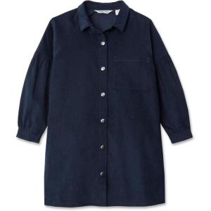 Lands’ End Girls 3/4 Sleeve Corduroy Shirt Dress(Classic Navy)