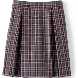 Lands’ End Girls Top of Knee Plaid Skort(Plaid Gray Heather/Maroon)