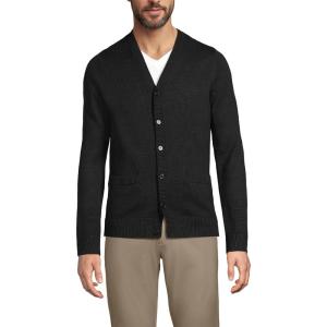 Lands’ End School Uniform Men’s Cotton Modal Button Front Cardigan Sweater(Black)