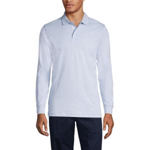 Lands’ End School Uniform Men’s Long Sleeve Interlock Polo Shirt(Blue)