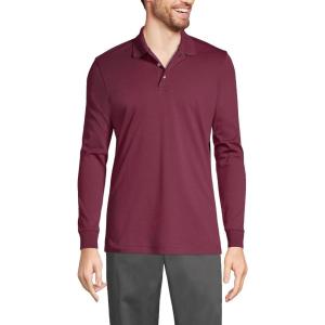 Lands’ End School Uniform Men’s Long Sleeve Interlock Polo Shirt(Burgundy)