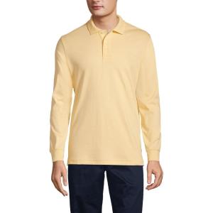 Lands’ End School Uniform Men’s Long Sleeve Interlock Polo Shirt(Maize)