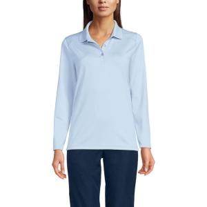 Lands’ End School Uniform Women’s Long Sleeve Feminine Fit Rapid Dry Polo Shirt(Blue)