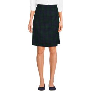 Lands’ End School Uniform Women’s Plaid A Line Tab Skort Top of Knee(Classic Navy/Evergreen Plaid)