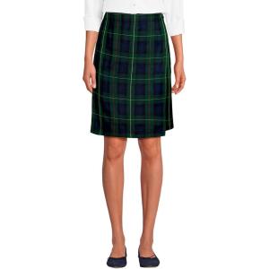 Lands’ End School Uniform Women’s Plaid A Line Tab Skort Top of Knee(Hunter/Classic Navy Plaid)