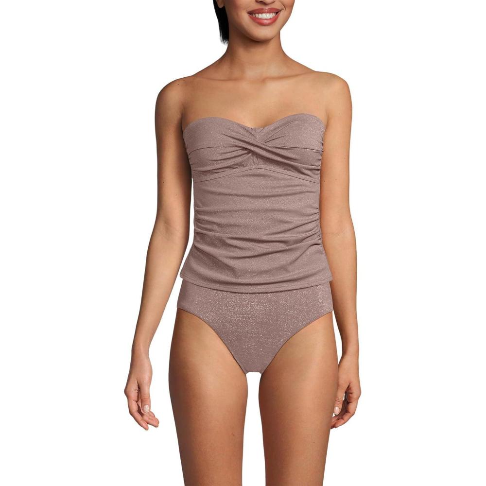 imageLands End Womens Bandeau Tankini Swimsuit TopBronze Sand Shine