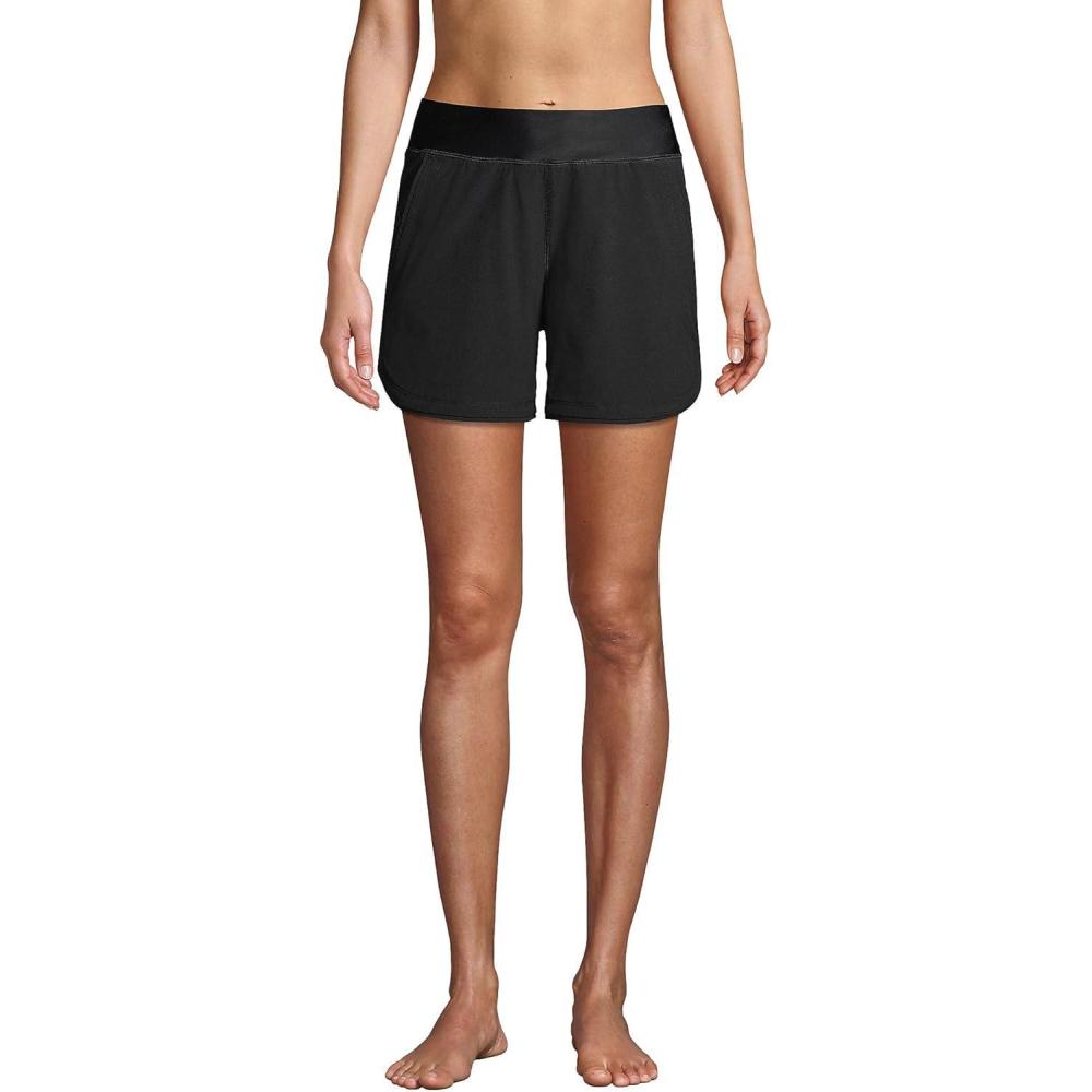 imageLands End Womens Curvy Fit 5 Quick Dry Board Shorts Swim Shorts with PantyBlack