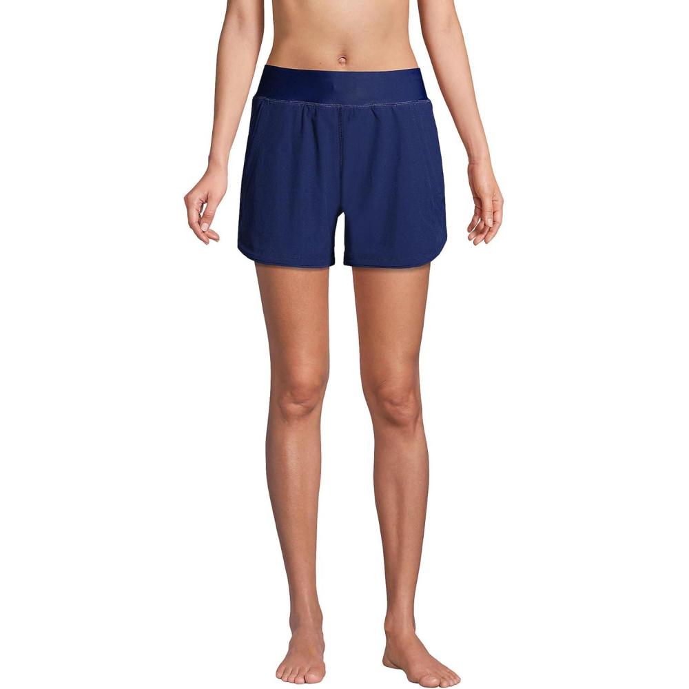 imageLands End Womens Curvy Fit 5 Quick Dry Board Shorts Swim Shorts with PantyDeep Sea Navy