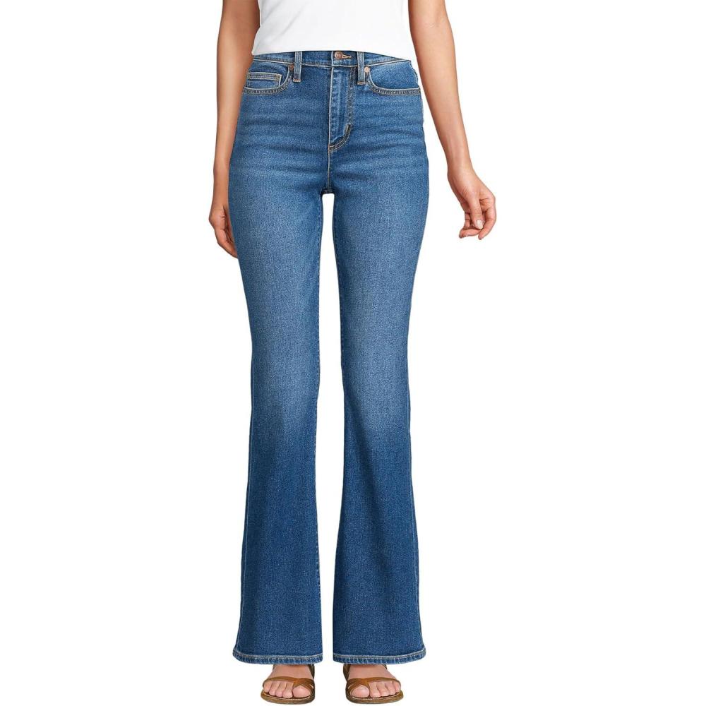 imageLands End Womens Denim High Rise Skinny Flare JeansIndigo Tide Blue