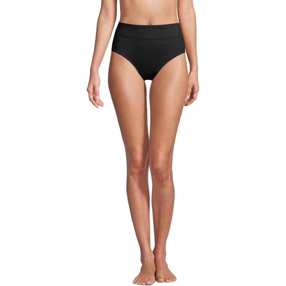 imageLands End Womens High Waisted Bikini BottomsBlack