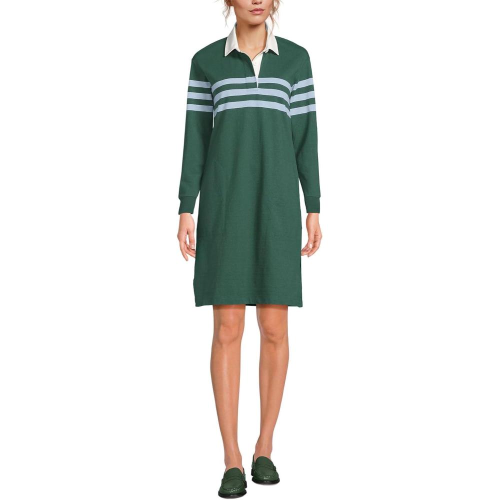 imageLands End Womens Rugby DressNorway Spruce Stripe