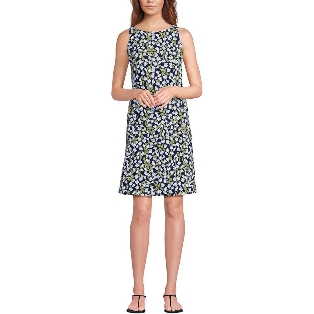 imageLands End Womens Starfish Sleeveless Shift DressNavy Mini Bloom Floral