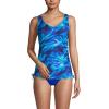 Lands’ End Chlorine Resistant Underwire Tankini Swimsuit Top(Electric Blue Multi/Swirl)