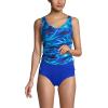 Lands’ End Chlorine Resistant Underwire Tankini Swimsuit Top(Electric Blue Multi/Swirl)