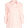 Lands’ End Women’s 3/4 Sleeve American-Grown Supima Cotton Polo Shirt(Crisp Peach Stripe/Tipped)