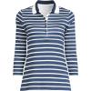 Lands’ End Women’s 3/4 Sleeve American-Grown Supima Cotton Polo Shirt(Deep Sea Breton Stripe Tipped)