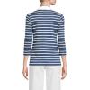 Lands’ End Women’s 3/4 Sleeve American-Grown Supima Cotton Polo Shirt(Deep Sea Breton Stripe Tipped)