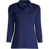 Lands’ End Women’s 3/4 Sleeve American-Grown Supima Cotton Polo Shirt(Deep Sea Navy)