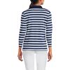 Lands’ End Women’s 3/4 Sleeve American-Grown Supima Cotton Polo Shirt(Deep Sea/Blue Multi Stripe)