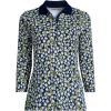 Lands’ End Women’s 3/4 Sleeve American-Grown Supima Cotton Polo Shirt(Navy Mini Bloom Floral)