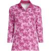 Lands’ End Women’s 3/4 Sleeve American-Grown Supima Cotton Polo Shirt(Pink/Raspberry Wildflowers)