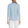 Lands’ End Women’s 3/4 Sleeve American-Grown Supima Cotton Polo Shirt(Sapphire Gem Stripe/Tipped)
