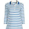 Lands’ End Women’s 3/4 Sleeve American-Grown Supima Cotton Polo Shirt(Sapphire Gem Stripe/Tipped)