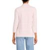 Lands’ End Women’s 3/4 Sleeve American-Grown Supima Cotton Polo Shirt(Sea Salt Pink Even Stripe)