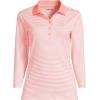 Lands’ End Women’s 3/4 Sleeve American-Grown Supima Cotton Polo Shirt(Sunset Coral Pink Micro Stripe)