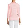 Lands’ End Women’s 3/4 Sleeve American-Grown Supima Cotton Polo Shirt(Sunset Coral Pink Micro Stripe)