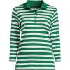 Lands’ End Women’s 3/4 Sleeve American-Grown Supima Cotton Polo Shirt(Vibrant Clover Multi Stripe)