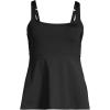 Lands’ End Women’s Adjustable Scoop Neck Flutter Tankini Top(Black)