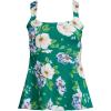 Lands’ End Women’s Adjustable Scoop Neck Flutter Tankini Top(Island Emerald Petunia Floral)