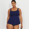 Lands’ End Women’s Adjustable Scoop Neck Flutter Tankini Top(Navy)