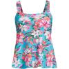 Lands’ End Women’s Adjustable Scoop Neck Flutter Tankini Top(Turquoise Lily Palm)