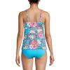 Lands’ End Women’s Adjustable Scoop Neck Flutter Tankini Top(Turquoise Lily Palm)