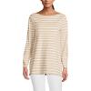 Lands’ End Women’s American-Grown Supima Cotton Adjustable 3/4 Sleeve Boatneck Tunic(Champagne/Ivory Breton Stripe)