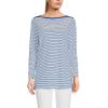 Lands’ End Women’s American-Grown Supima Cotton Adjustable 3/4 Sleeve Boatneck Tunic(Cobalt/Ivory Micro Stripe)