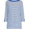 Lands’ End Women’s American-Grown Supima Cotton Adjustable 3/4 Sleeve Boatneck Tunic(Cobalt/Ivory Micro Stripe)