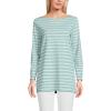 Lands’ End Women’s American-Grown Supima Cotton Adjustable 3/4 Sleeve Boatneck Tunic(Misty Aqua/Ivory Breton Stripe)