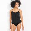 Lands’ End Women’s Blouson Tummy Hiding Tankini Top Swimsuit Adjustable Straps(Black)