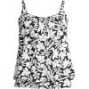 Lands’ End Women’s Blouson Tummy Hiding Tankini Top Swimsuit Adjustable Straps(Black Havana Floral)