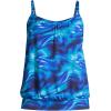 Lands’ End Women’s Blouson Tummy Hiding Tankini Top Swimsuit Adjustable Straps(Electric Blue Multi/Swirl)