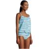 Lands’ End Women’s Blouson Tummy Hiding Tankini Top Swimsuit Adjustable Straps(Paradise Aqua Space Dye)
