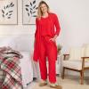 Lands’ End Women’s Brushed Cozy Waffle Jersey 3 Piece Pajama Set – Tank Top Pant and Robe(Compass Red)