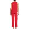 Lands’ End Women’s Brushed Cozy Waffle Jersey 3 Piece Pajama Set – Tank Top Pant and Robe(Compass Red)